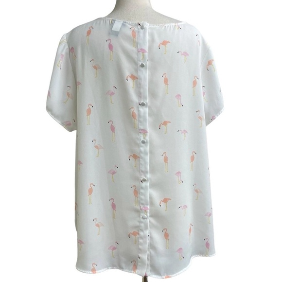 Torrid Flamingo Print Blouse With Button Down Back Size 2X - Picture 3 of 5